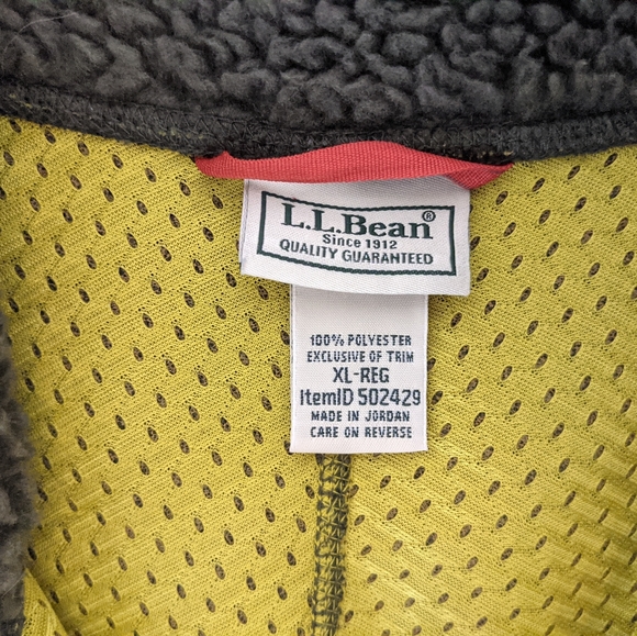 L.L. Bean Mountain Pile Sherpa Fleece Vest Men's XL-Regular Olive Green Adult - Picture 7 of 9